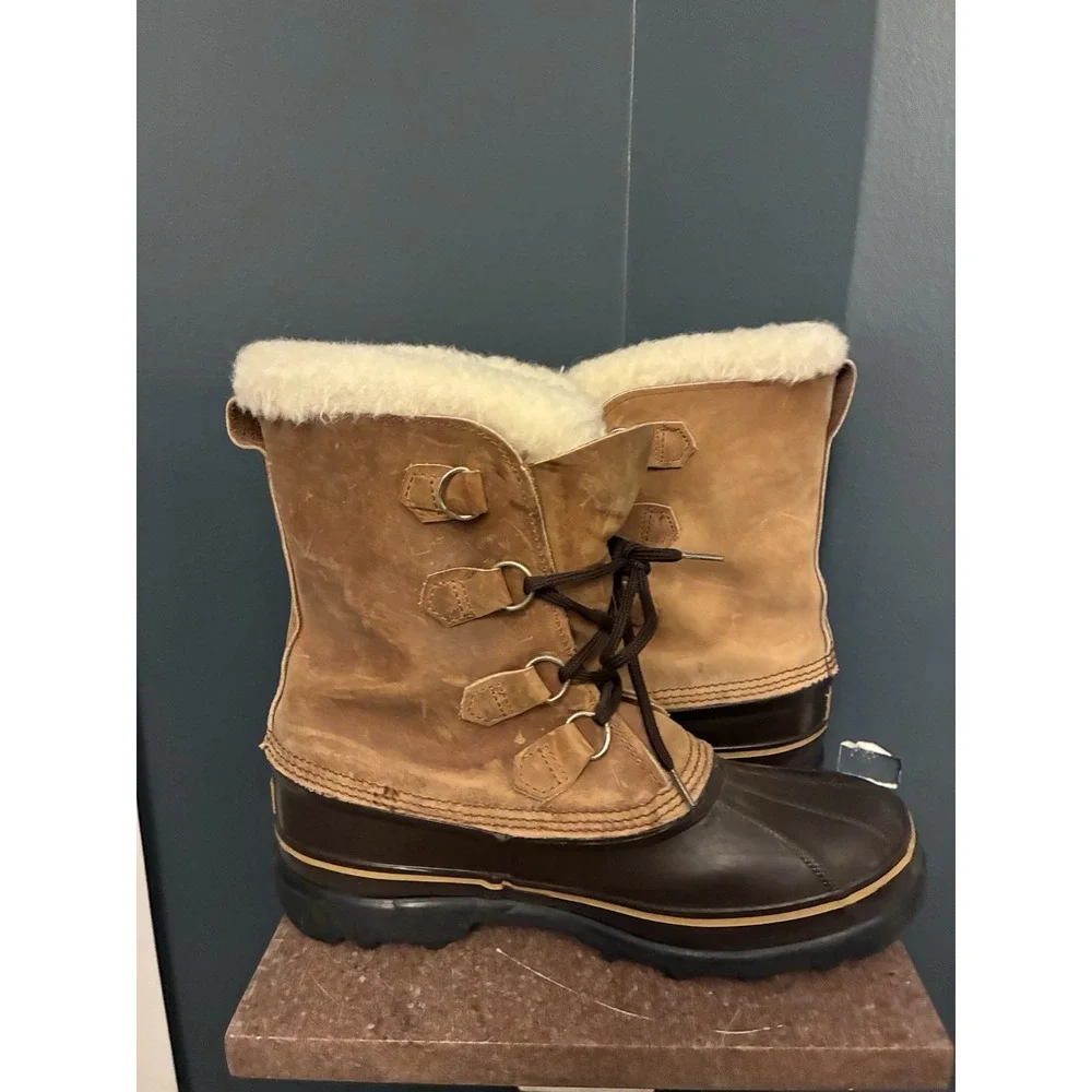 Vintage SOREL Caribou Duck Boots Men's Waterproof Leather Winter Snow Shearlined